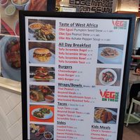 Menu at Veg on the Edge in Santa Cruz