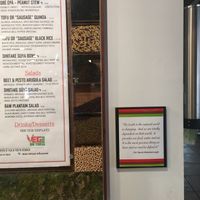 Menu at Veg on the Edge in Santa Cruz