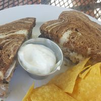 Ruben with portabella cap and veganaise. at Local Flavor Cafe in Eureka Springs