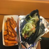 Classic falafel with cheese and sweet potato fries  at Falafel Bro - Oruzheynyy in Moscow