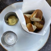 Soft Pretzel Bites with mustard at Jackalope's Bar and Grill in Fish Camp