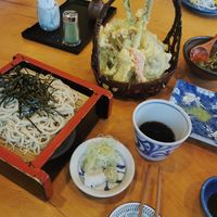 Soba and veggie tempura at Kobayashi Soba in Matsumoto