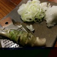 DIY wasabi, horseradish & green onion at Kobayashi Soba in Matsumoto