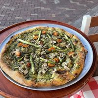 Tasty vegan pizza  at Giuseppe's in San Cristobal