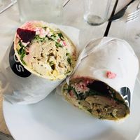 Tasty Wrap from JOS. All 3 salads, beets and Oumph Timjan protein. at JOS - Kungsportsavenyen in Gothenburg