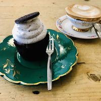 Vegan Oreo Muffins and Cappucino with Soyamilk 💚 Vegan heaven in Cagliari 💚  at Coccodi il Dolce e il Salato in Cagliari