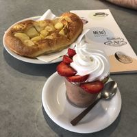 The vegan pot and a potato focaccia. at Coccodi il Dolce e il Salato in Cagliari