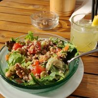 Vegan salad & pineapple daiquiri at Museu Cafe in Funchal