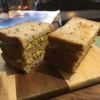 Sesame tofu sandwich  at Zhen De Coffee in Taipei