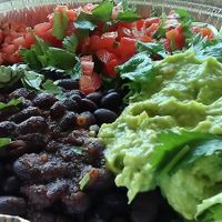 Covid-19 era vegan burrito bowl ordered with "no rice." Vegan burrito and burrito bowl may not appear on menu board. at Bubby's Take Away Kitchen in Red Hook