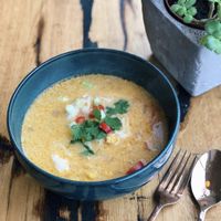 The Thai coconut noodle soup is sooo good at Lone Wolf Cafe in Coggeshall