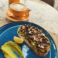  asparagus-peas cream toast with hot mushrooms and hazelnuts at Holy Donut - Vokiečių in Vilnius