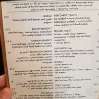 Brunch menu at Addington Coffee Co-op in Christchurch