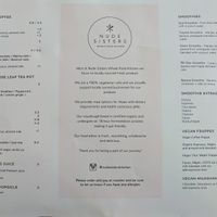 Menu side 1 at Nude Sisters Whole Food Kitchen in Gold Coast