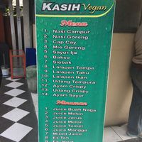menu  at Kasih Vegan in Denpasar