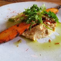 backed carrot on hummus at Ravintola Kuori in Turku
