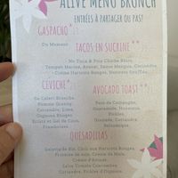 Menu  at Alive in Geneva