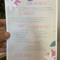 Menu  at Alive in Geneva
