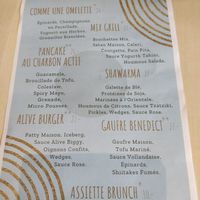 Brunch menu at Alive in Geneva