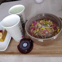 Pad thai salad, lattes and carrot cake at Alive in Geneva