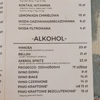Menu at Jaglana in Poznan
