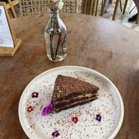 Chocolate cake with Lúcuma (Peruvian creamy yellow fruit) which was simply the best  at Veda Restaurante in Miraflores