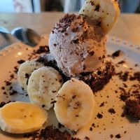 Brownie con helado (brownie was super dry; not recommended) at Malportaco in Mexico City