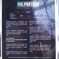 Menu  01-2024 #Veganuary at Malportaco in Mexico City