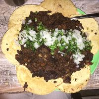 Mixed soy "meats" -- 6 tacos at Malportaco in Mexico City