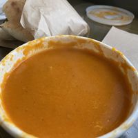 Roasted Red Pepper Soup  at Aba's Falafel in Rhinebeck