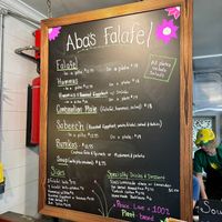 Menu w/ prices at Aba's Falafel in Rhinebeck