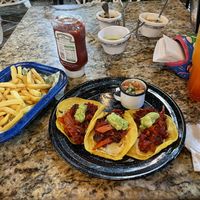 Tacos Al pastor, with side of fries (I didn’t need the fries)  at Casa Tequila in Cancun