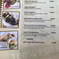 Vegan menu  at Casa Tequila in Cancun