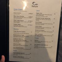 menu as of August 2019 at Fetch in Ucluelet