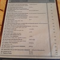 Menu at Hua Hin Vegan Cafe and Wine in Hua Hin