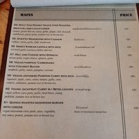 Menu at Hua Hin Vegan Cafe and Wine in Hua Hin