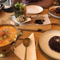 Masaman curry and rice  at Hua Hin Vegan Cafe and Wine in Hua Hin