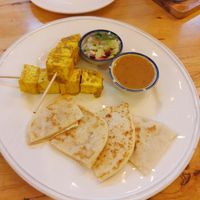 The tofu satay could have used a bigger punch of flavour flave at Hua Hin Vegan Cafe and Wine in Hua Hin