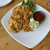 Corn fritters - so moorish   at Hua Hin Vegan Cafe and Wine in Hua Hin