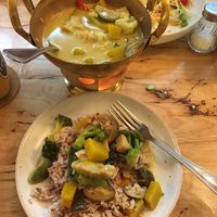 green curry with brown rice at Hua Hin Vegan Cafe and Wine in Hua Hin