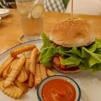 Yellow Tofu Burger at Hua Hin Vegan Cafe and Wine in Hua Hin