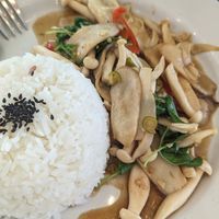 Mushroom Kaprao at Hua Hin Vegan Cafe and Wine in Hua Hin