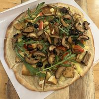 Tofu and mushroom pizza   at Hua Hin Vegan Cafe and Wine in Hua Hin