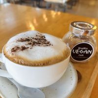 Cappuccino w/ soy milk (75 THB)  at Hua Hin Vegan Cafe and Wine in Hua Hin