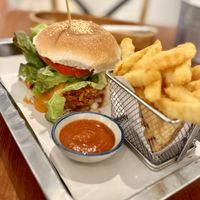 Barbecue jackfruit burger  at Hua Hin Vegan Cafe and Wine in Hua Hin