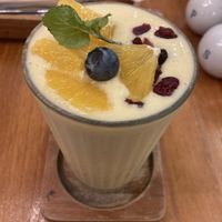 Yellow sunshine smoothie  at Hua Hin Vegan Cafe and Wine in Hua Hin