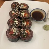Sushi (with tomato sauce instead of spicy sauce)  at Hua Hin Vegan Cafe and Wine in Hua Hin