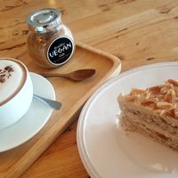 Vegan Almond Cake...BEST CAKE EVER!  at Hua Hin Vegan Cafe and Wine in Hua Hin