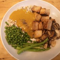 Tofu Triyaki Salad with pumpkin cream sauce - sooo good at Hua Hin Vegan Cafe and Wine in Hua Hin