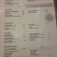Menu at Justbe by Nidhi Nahata in Bangalore